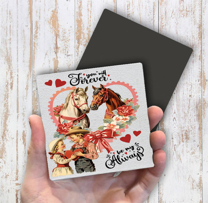 Vintage Western Horses Valentine Magnet Fridge