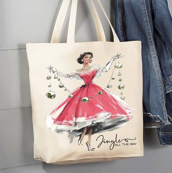 Retro Christmas Jingle all the way Canvas Tote Bag