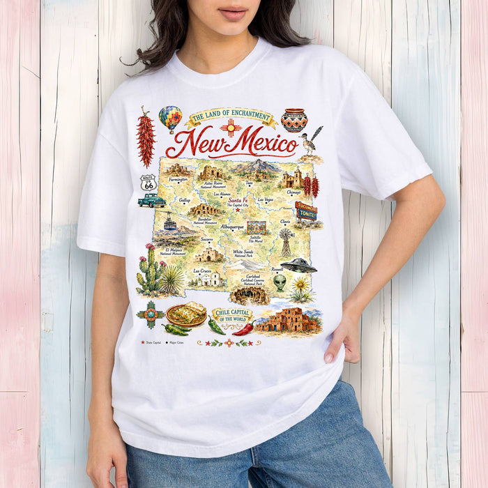 New Mexico State Map Landmark T-Shirt