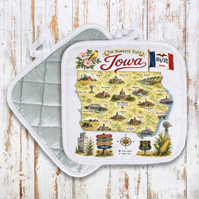 Iowa State Map Landmark Pot Holder