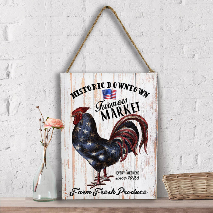 Farmers Market Patriotic Rooster Wall Decor