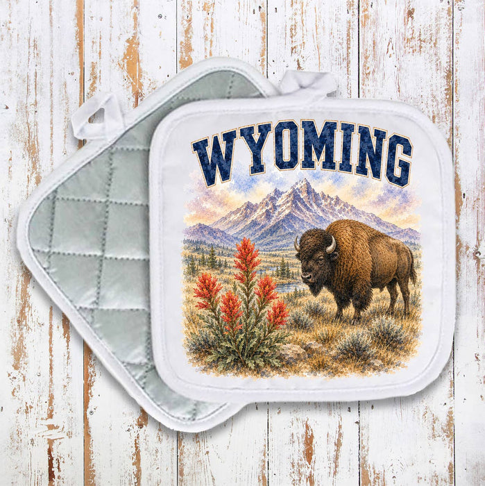 Wyoming State Bird and Animal Pot Holder