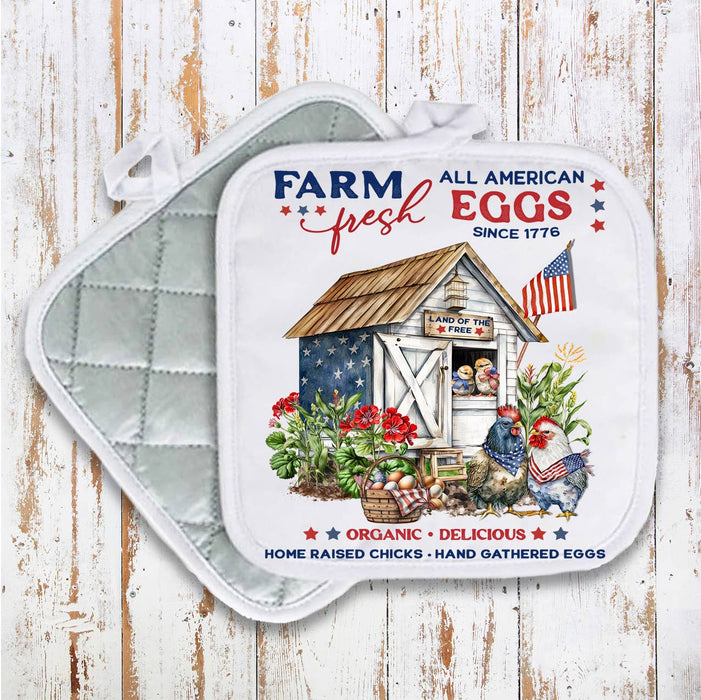 Farmhouse 4th of July Patriotic Chicken Coop Pot Holder
