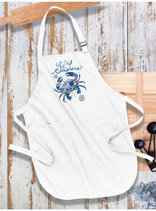 Floral Blue Crab by the Seashore Apron
