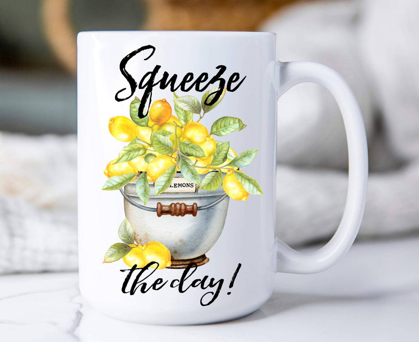 Squeeze the Day Bucket of Lemons 15 oz Coffee Mug