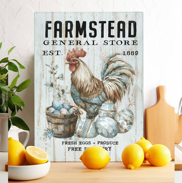 Rooster Easter Eggs Farmstead Glass Cutting Board Trivet