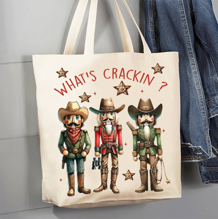 Christmas Western Cowboy Nutcrackers Canvas Tote Bag