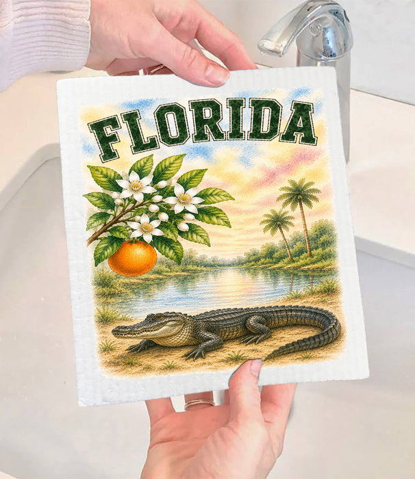 Florida State Bird and Animal Swedish Dishcloth