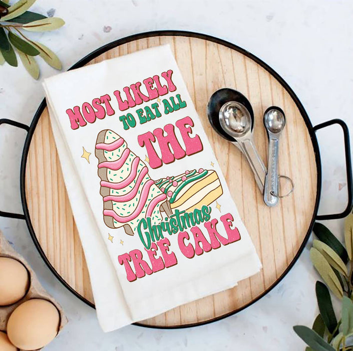 Christmas Eat Christmas Tree Cakes Tea Towel