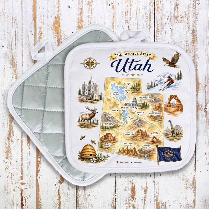 Utah State Map Landmark Pot Holder