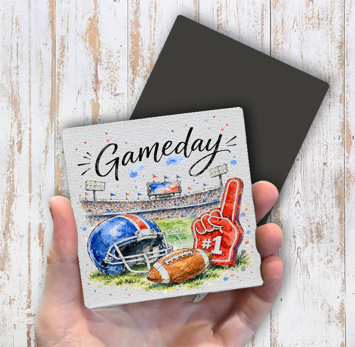 Gameday Football Royal Blue & Red Magnet Fridge