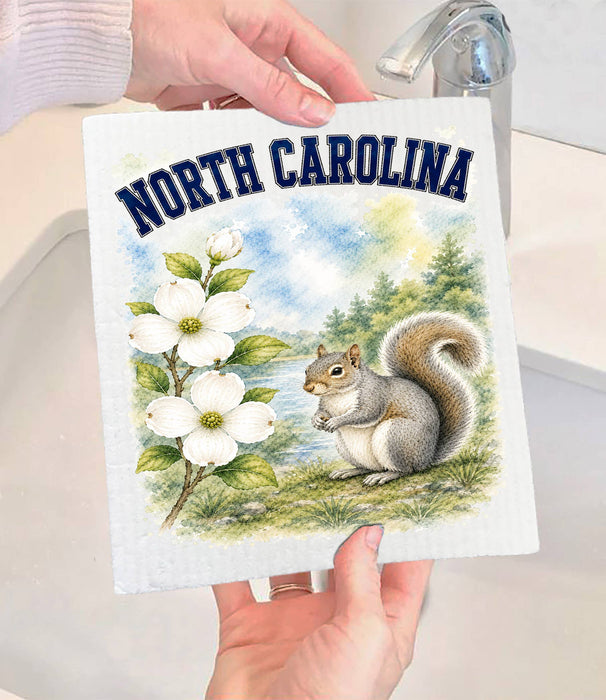 North Carolina State Bird and Animal Swedish Dishcloth