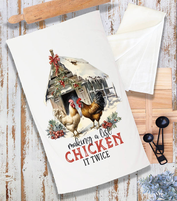 Christmas Making a List Chicken Terry Towel