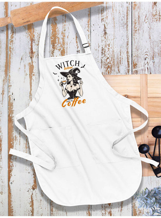 Halloween Retro Witch Better Coffee Apron
