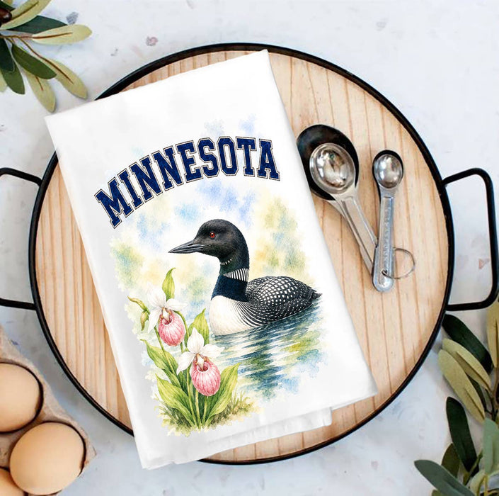 Minnesota State Bird and Animal Tea Towel