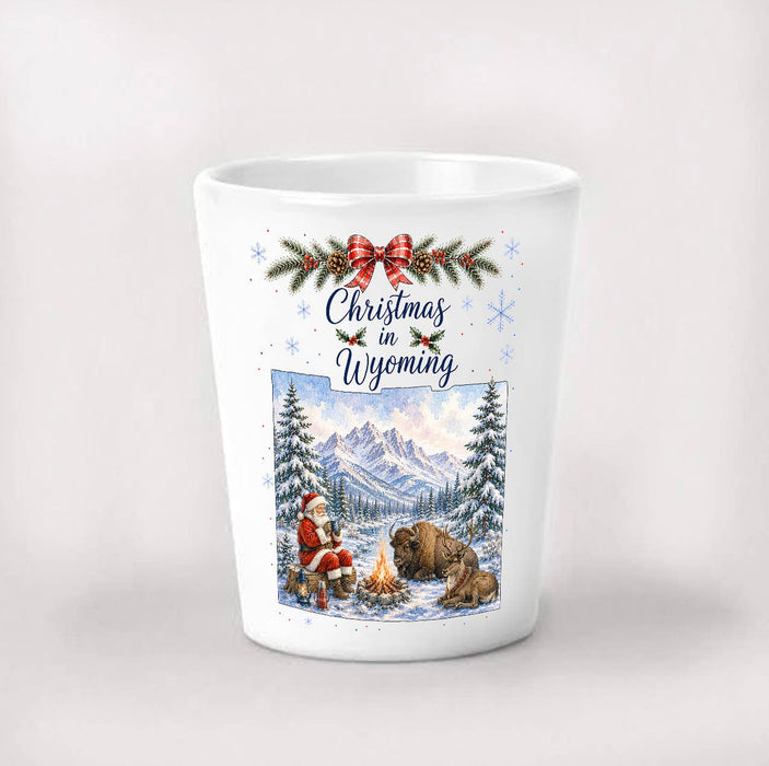 Christmas in Wyoming State Map Shot Glass