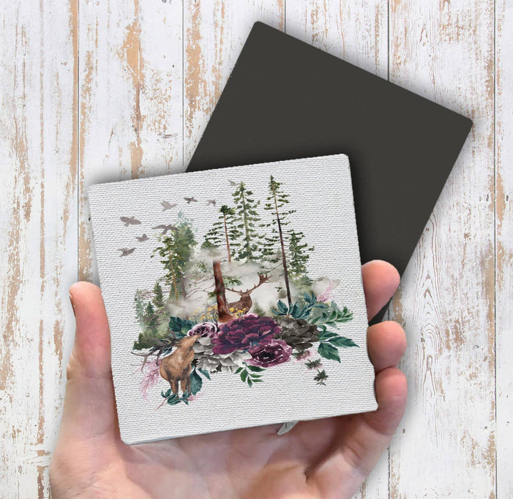 Deer Forest Mountains Wildlife Magnet Fridge