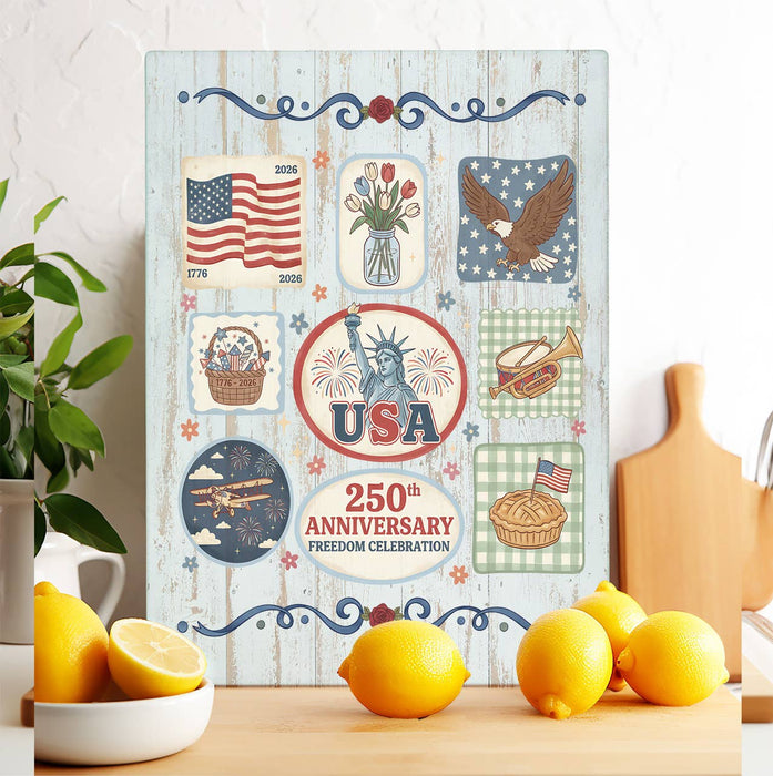 Patriotic Liberty 250 Anniversary Glass Cutting Board