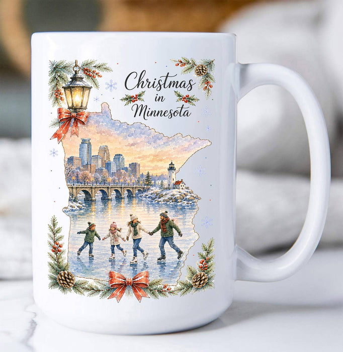 Christmas in Minnesota State Map Coffee Mug