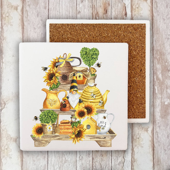 Bee Kind Honey Bees 3 Tier Tray  Stone Coaster