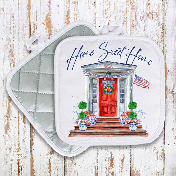 Patriotic Red Door Home Sweet Home Pot Holder Oven Mitt