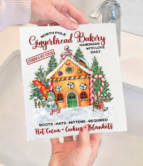 Christmas Gingerbread  House Bakery  Swedish Dishcloth