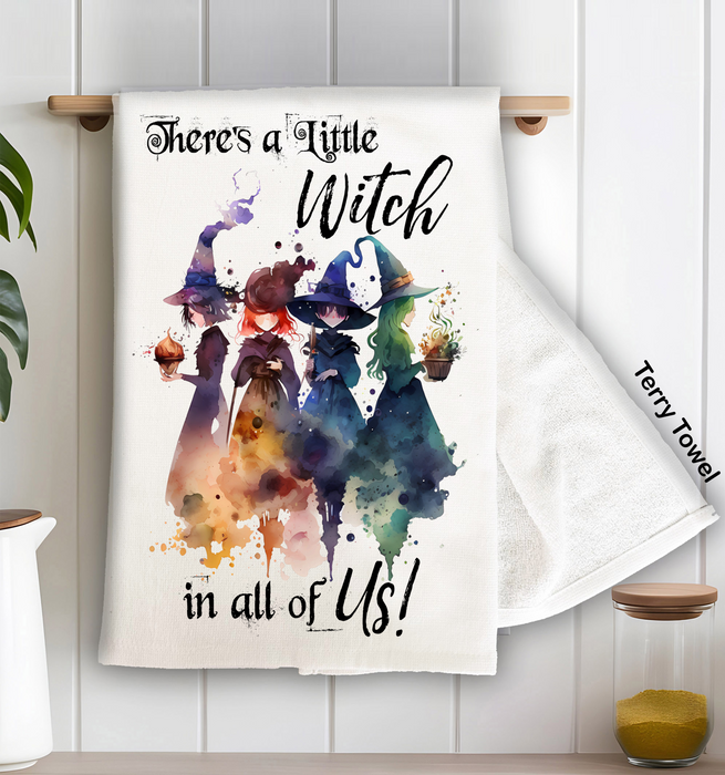 Halloween There's a Little Witch in Us Kitchen Terry Towel