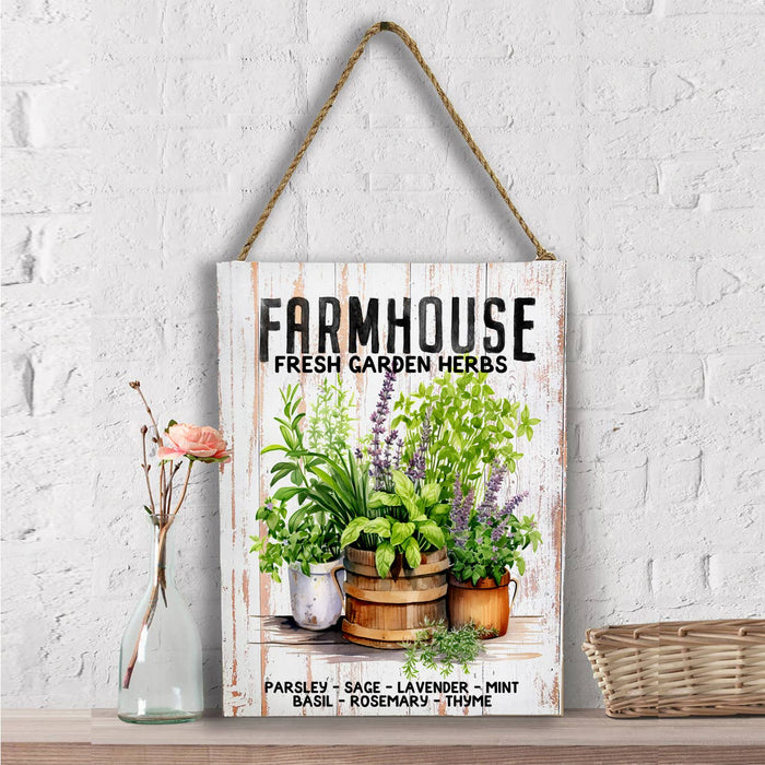 Farmhouse Fresh Herbs Basil, Thyme Wall Decor