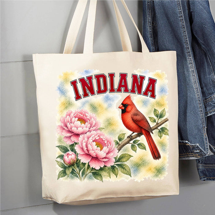 Indiana State Bird and Animal Canvas Tote Bag