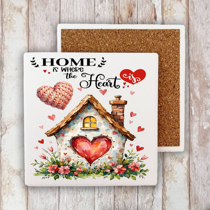 Home is Where the Heart Is Valentine Stone Coaster