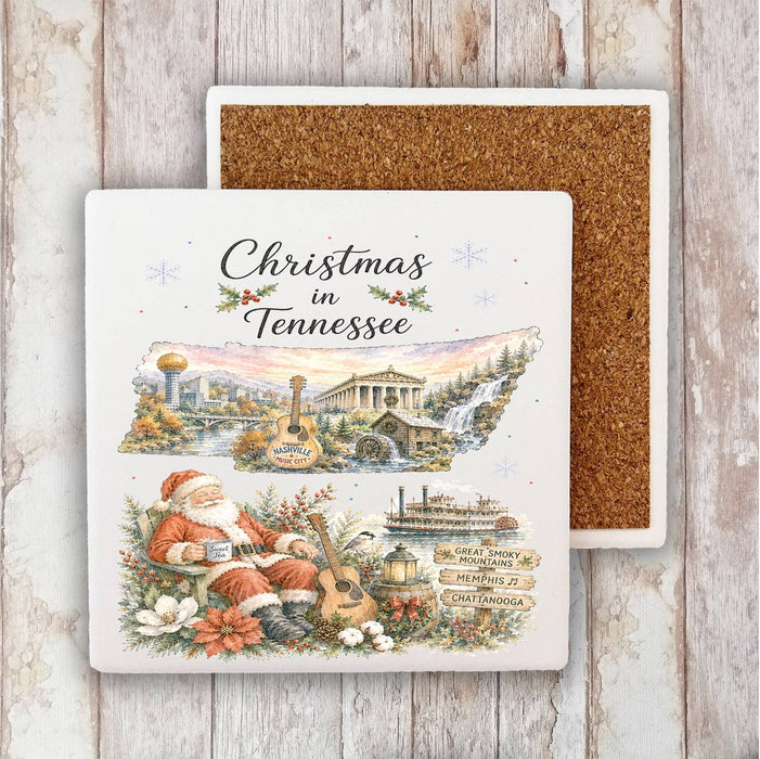 Christmas in Tennessee State Map Stone Coaster