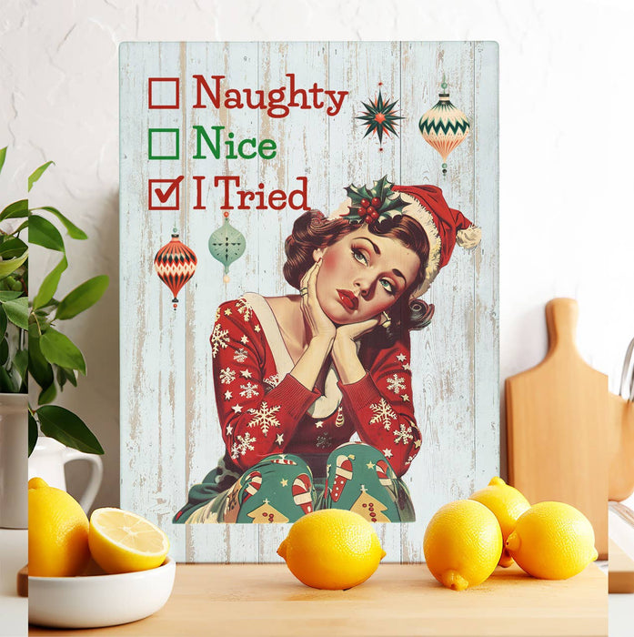 Merry Christmas Deer Red Cardinals Glass Cutting Board