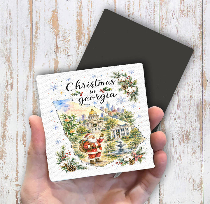 Christmas in Georgia State Map Magnet Fridge