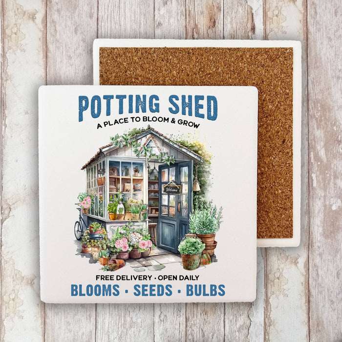 Bloom & Grow Potting Shed Stone Coaster