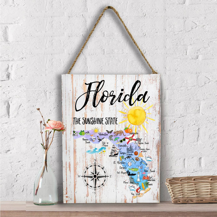 Florida State Map Souvenir Wall Decor