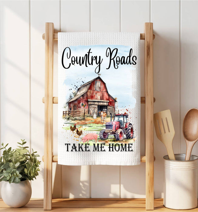 Country road take me home Waffle Weave Towel