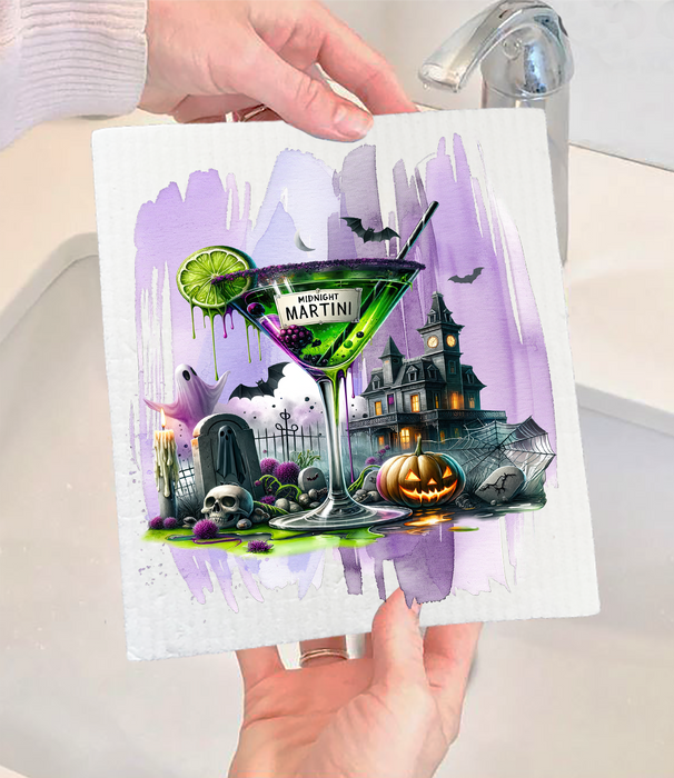 Halloween Midnight Martini Swedish Dishcloth