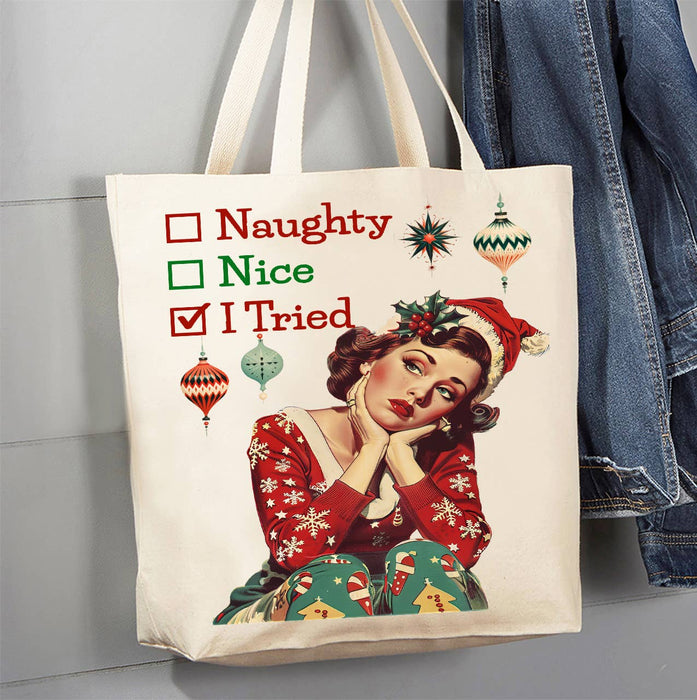 Merry Christmas Deer Red Cardinals Canvas Tote Bag