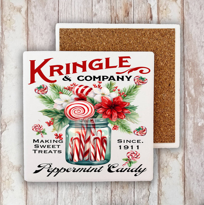 Christmas Kringle Peppermint Candy Stone Coaster