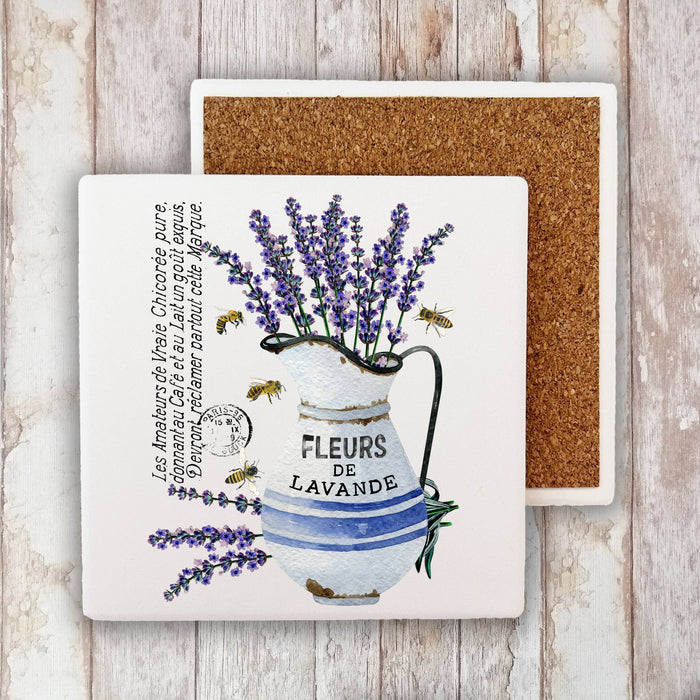 Farmhouse Lavender Fleurs Paris  Stone Coaster