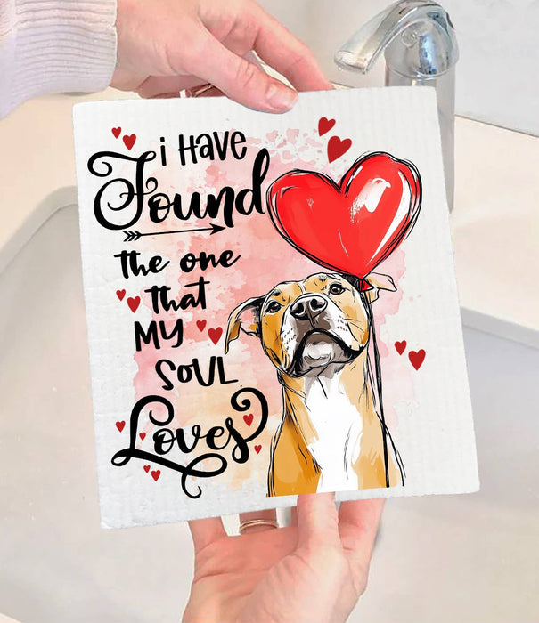 Dog Boxer Found My Love Valentine Swedish Dishcloth