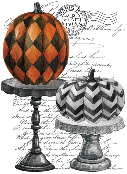 Halloween Checkered Stacked Pumpkins