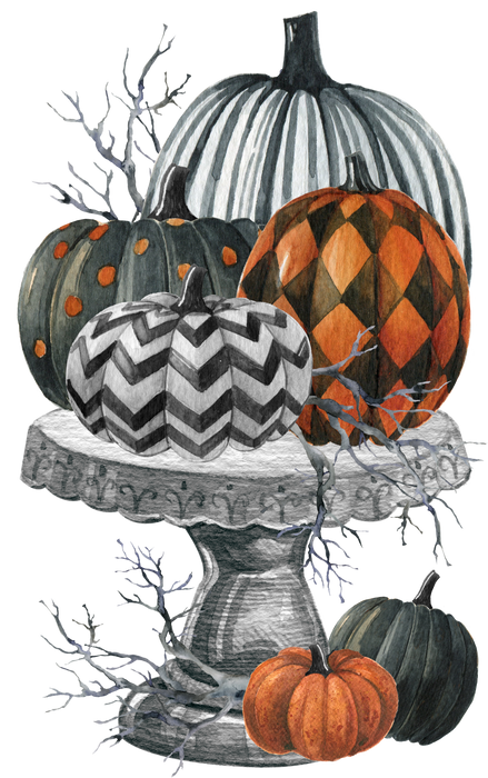 Halloween Checkered Stacked Pumpkins