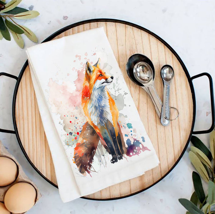 Fox Animal Watercolor Tea Towel