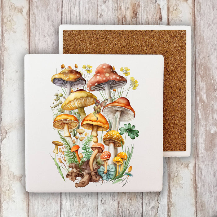 Vintage Mushrooms Botanicals Fairy Stone Coaster