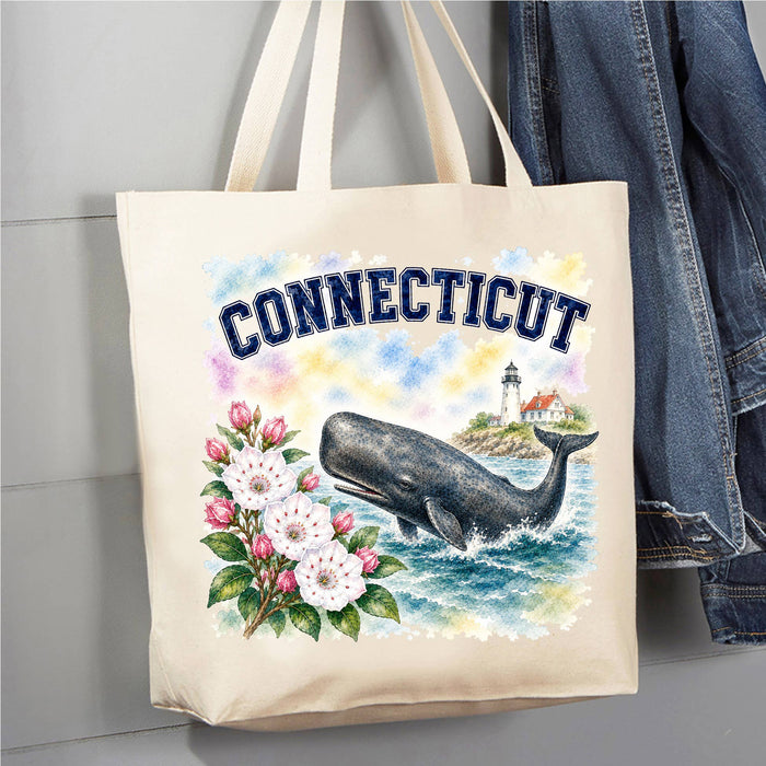 Connecticut State Bird and Animal Canvas Tote Bag