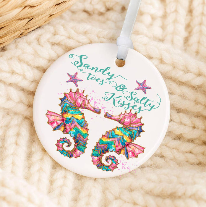 Seahorses Sandy Toes Salty Kisses Ornament