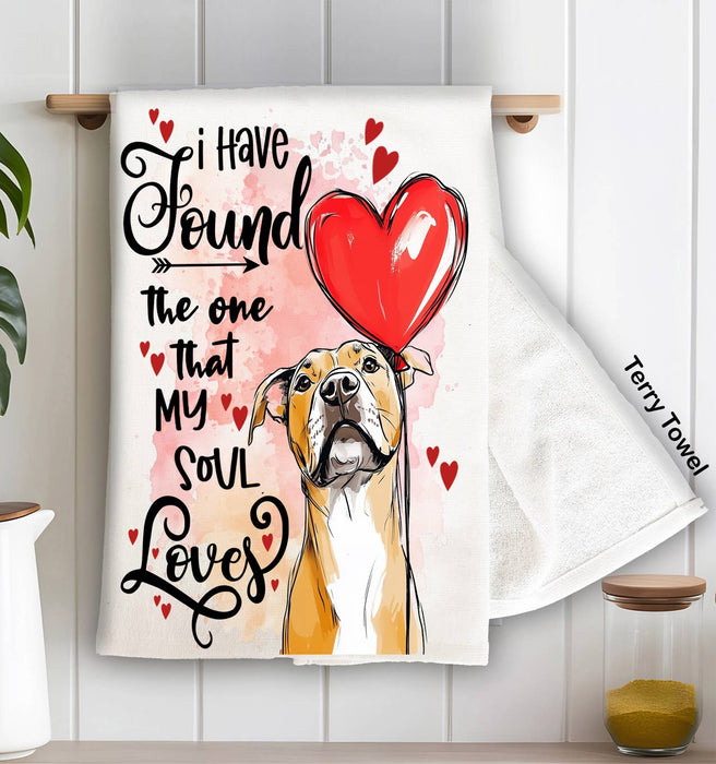 Dog Boxer Found My Love Valentine Terry Towel