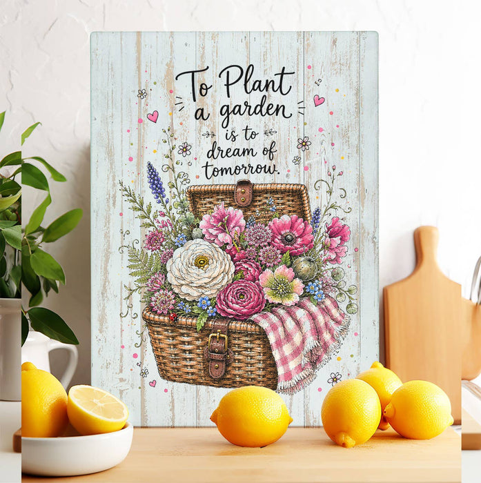 Plant a garden Flowers in basket Glass Cutting Board
