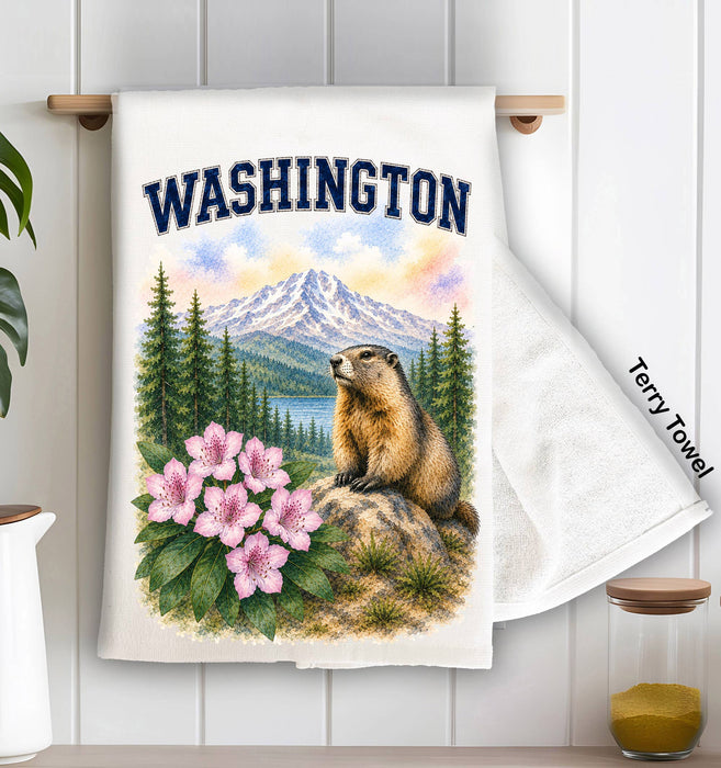 Washington State Bird and Animal Kitchen Terry Towel